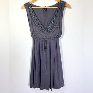 BCBGmaxazria Mini B-neck Dress Embellished Jewels Gemstones Shimmer Fit Flare